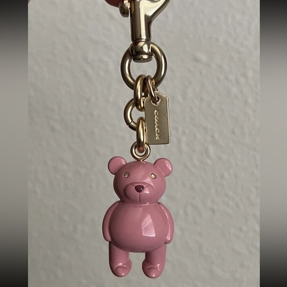 Coach Pink Teddy Bear Purse Keychain